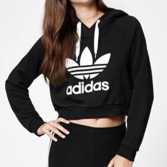 black cropped adidas hoodie